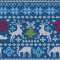 Seamless vector pattern with knitted elements on a Christmas theme Royalty Free Stock Photo